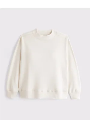 Women's Abercrombie Cream Relaxed Crewneck Sweatshirt thumbnail 5