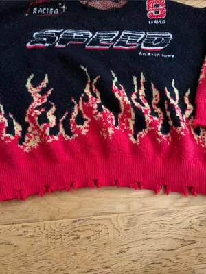 S - Unbranded - Women's Black & Red Racing Graphic Sweater oversized thumbnail 5