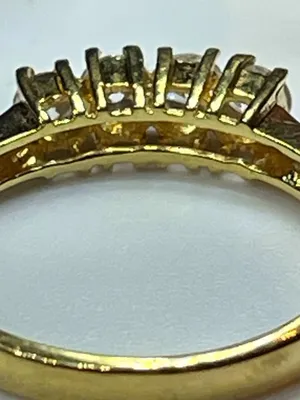 Vintage Gold Tone 4-Stone Clear Rhinestone Ring Size 8.75 thumbnail 5