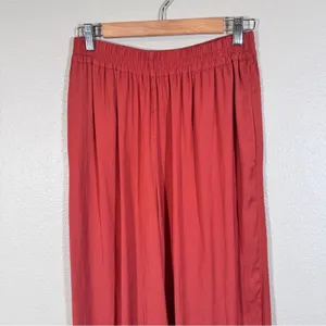 Zara Orange Satin Wide Leg Pull On Pants Womens S High Rise Casual Boho Fall thumbnail 12