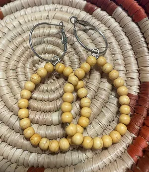 Yellow Beaded Hoop Earrings thumbnail 1