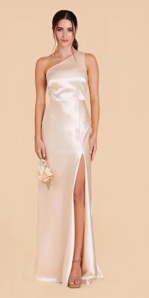 Birdy Grey Shiny Satin Neutral Champagne Dress thumbnail 1