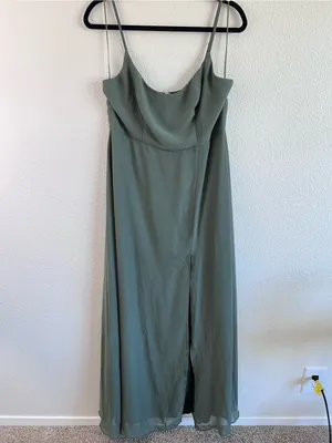 Birdy Grey Women's Amy Dress Spaghetti Strap Slit Chiffon Sean Glass Formal thumbnail 2