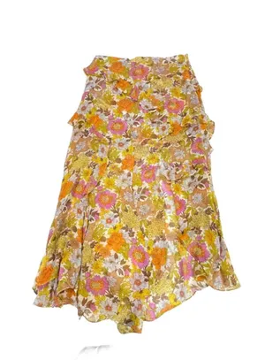 Veronica Beard Silk Floral Ruffle Midi Skirt Asymmetric Garden- 4 thumbnail 2