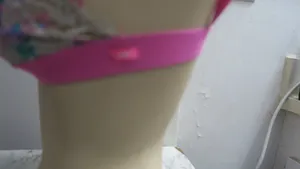 PINK Victoria's Secret lace trimmed triangle bra in white and pink size medium. thumbnail 8