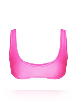 NWT Skims Scoop Neck Shiny Pink Taffy Bikini Top S thumbnail 3