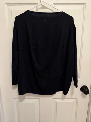 Lululemon Womens Back In Action Shirt Size 8 Pima Cotton Black Athleisure W3CE0S thumbnail 4