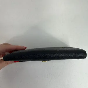 MICHAEL‎ KORS Envelope Wallet Large Black Pebble Leather Tri-Fold Gold Tone Logo thumbnail 6