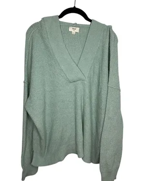 Aerie V-Neck Waffle Knit Oversized Sweater Women's Size Medium Drop Shoulder thumbnail 1