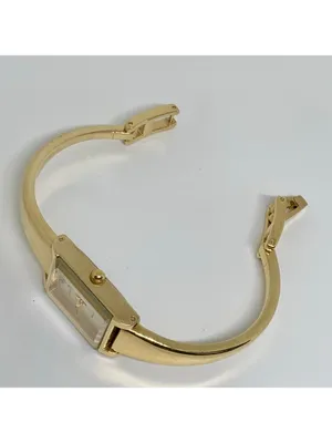 Anne Klein Diamond gold tone women watch 16mm rectangular quartz 6.5” running thumbnail 7