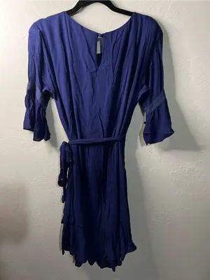 Rebecca Minkoff Wendy Navy Blue Faux Wrap Ruffle Hem Mini Dress thumbnail 8