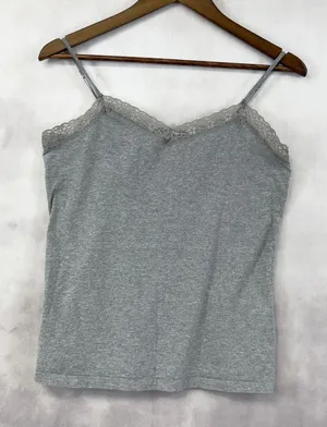 Merona Cami Tank Top Womens Medium Lace Stretch Minimal Y2K Retro Indie Layering thumbnail 1