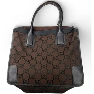 Gucci Set bag Wallet Dust bag brown canvas GG monogram tote Purse Top Handel thumbnail 2