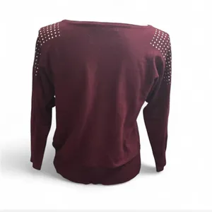 Cable & Gauge Burgundy Studded Sweater thumbnail 3
