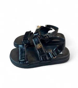 Steve Madden black crocodile textured sandals #stevemadden #crocodile thumbnail 2