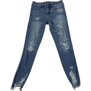 American Eagle High Rise Jeggings Super Stretch Destroyed Medium Wash Size‎ 4R thumbnail 1