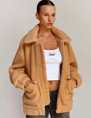 I.AM.GIA Pixie Teddy Coat in Caramel Tan XS thumbnail 1