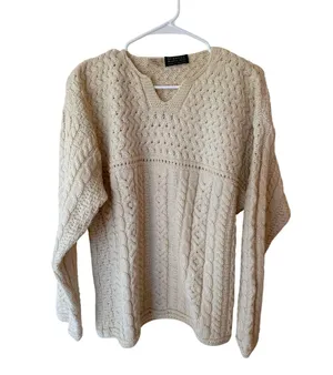 Blarney Woolen Mills Cable Knit Pullover Sweater Merino Wool Cream Women's XL thumbnail 1