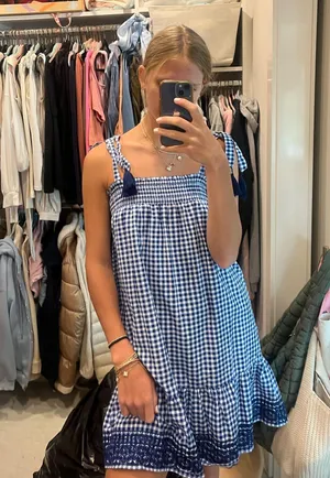 Blue checkered dress thumbnail 3