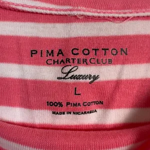 Charter Club Luxury Pima Cotton Pink White Striped Boat Neck Top thumbnail 3