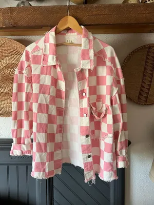 Pol barbie pink & white checkered boho y2k Shacket small thumbnail 2
