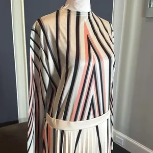 Women’s Long Sleeve Printed Casual Maxi Dress with Pleated Skirt Size M thumbnail 5