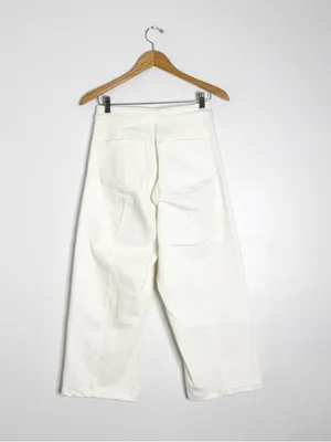 Madewell Curvy Emmett Wide Leg Jeans White Size 27 Crop Raw Hem thumbnail 2