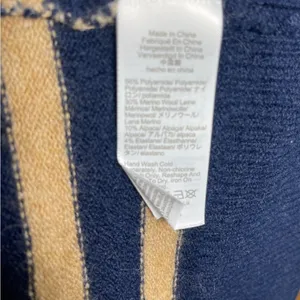 J. Crew Navy and Tan Striped chunky crewneck Sweater size XL thumbnail 7