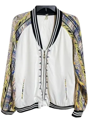 Gimmicks by BKE Embroidered Geometric Pattern Sleeve Bomber Jacket L thumbnail 2