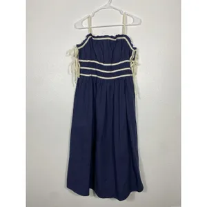 Women's Blue Sleeveless Dress Size L 100% Cotton thumbnail 3