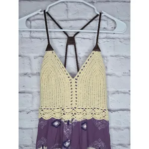 NWT Boot Barn Shyanne Crochet Boho Dress Purple Southwestern Aztec Festival S thumbnail 3