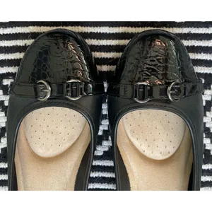 Time & Tru Black Buckle Croc Flats thumbnail 9