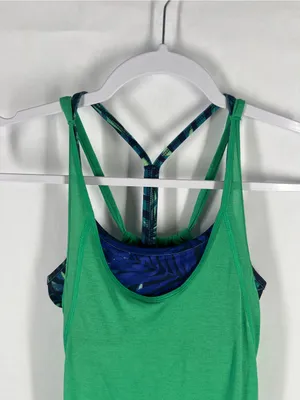C9 by Champion Green Layered Tank with Blue‎ Strappy Sports Bra thumbnail 2