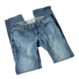 Ariat REAL Straight Icon Jeans Womens 29R Blue Rainstorm Western Denim Mid Rise thumbnail 1