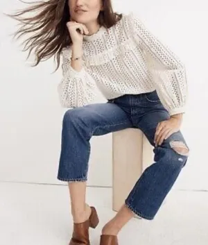 MADEWELL |‎ Women's Knee-Rip Edition Medium Jade Wash Classic Straight Jeans, 25 thumbnail 1