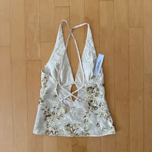 Princess Polly Eurydice beaded sequin backless gold halter top thumbnail 4