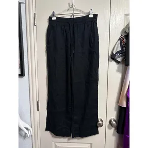Athleta Black Linen Retreat Pants Minimalist Athleisure Lagenlook Primitive thumbnail 3
