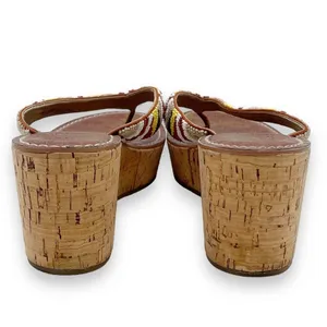Sam Edelman Rosa Nude Ginger Beaded Thong Cork Wedge Sandal Flip Flop Size 8.5 thumbnail 10