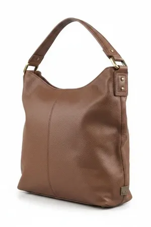 KOOBA Handcrafted Pebbled Leather Saddle Slouchy Shoulder Tote Bag Brown Timeles thumbnail 1