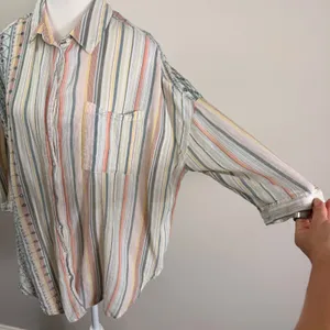 Anthropologie Striped Eyelet Buttondown Shirt Relaxed Multicolor M/L thumbnail 7