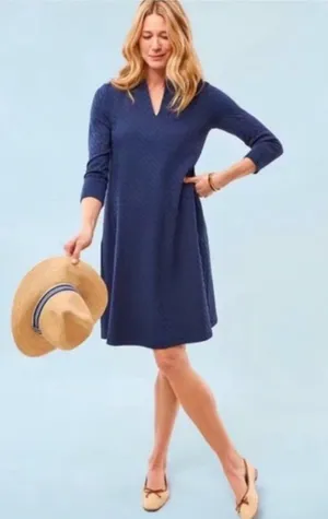 J. McLaughlin size XS Octavia navy blue jacquard dress knee length thumbnail 1