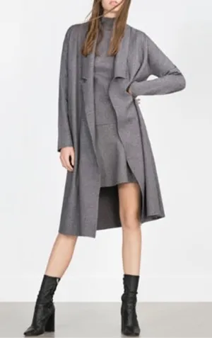 Long Knit Coat with Draped Neck thumbnail 7