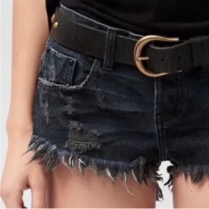 One X One Teaspoon For Free People Bonitas Low Rise Button Fly Raw‎ Hem Shorts thumbnail 2