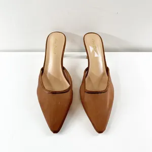 Anne Michelle Scarlet Pointed Toe Mesh Mule Kitten Heel Shoes Brown 9 thumbnail 3