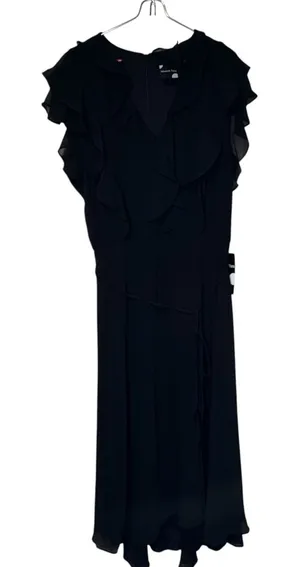 Maison Womens Dress Tara Lined Flutter Sleeve V-Neck Romantic Maxi Black 16 NWT thumbnail 1