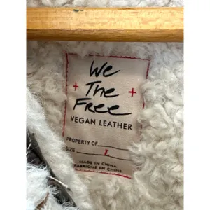 Free People NWT We‎ The Free Andies Embroidered Vegan Leather Moto Jacket Size L thumbnail 5