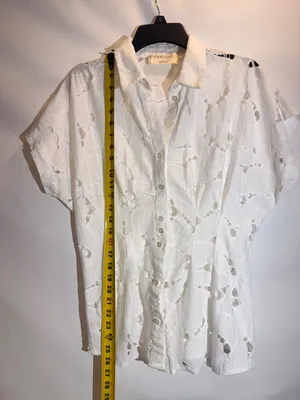 Anthropologie Exquise Adalene White Lace Maternity Button Down Blouse Top Size S thumbnail 6