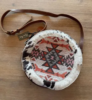 Myra Bags Geometric Patterned Crossbody Round Bag thumbnail 1