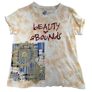 Anthropologie Pilcro Beauty Abounds Graphic Applique Tee Shirt XXS Lace thumbnail 4