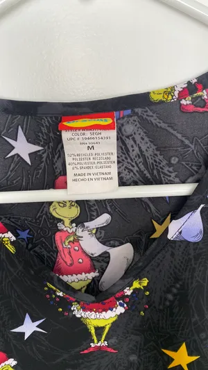 Dr. Seuss Grinch Scrub Top thumbnail 2